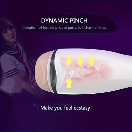 Masturbador masculino automático LiVX, vagina eléctrica de bolsillo con 10 modos de vibración, masturbador manos libres con modo de voz, juguetes sexuales para adultos para sexo oral para hombres