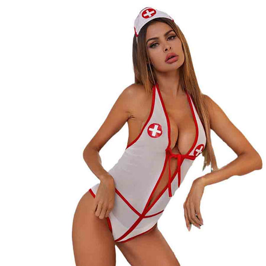 Disfraz de estudiante travieso con lazo bonito, uniforme sexy con entrepierna hueca, juego de rol apasionado, mejora del placer sexual, lencería y ropa interior sexy para mujer, accesorios para adultos, mujeres, parejas, talla única