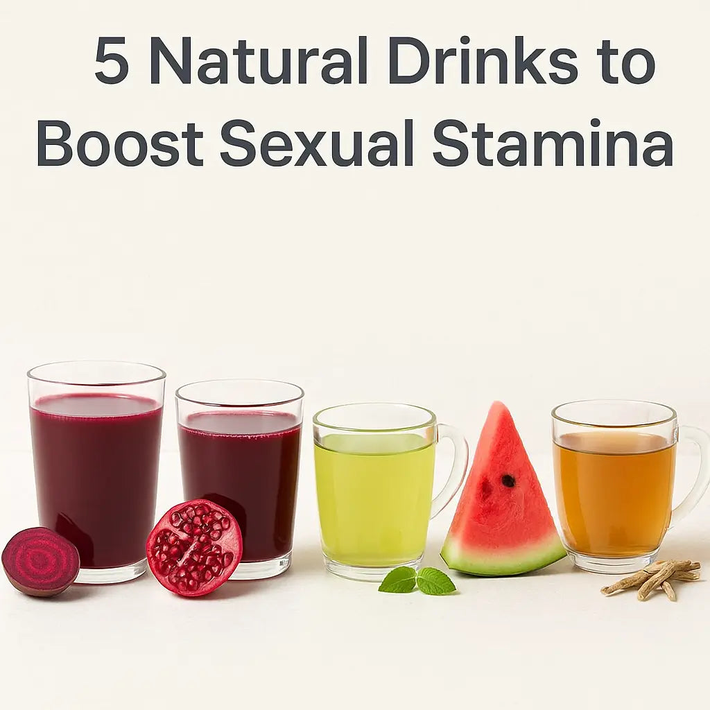 An image of 5 natural drinks to help men last longer in bed.