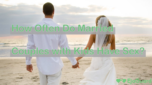 An image of marriage couple walking on the beach, with title of How Often Do Married Couples with Kids Have Sex?