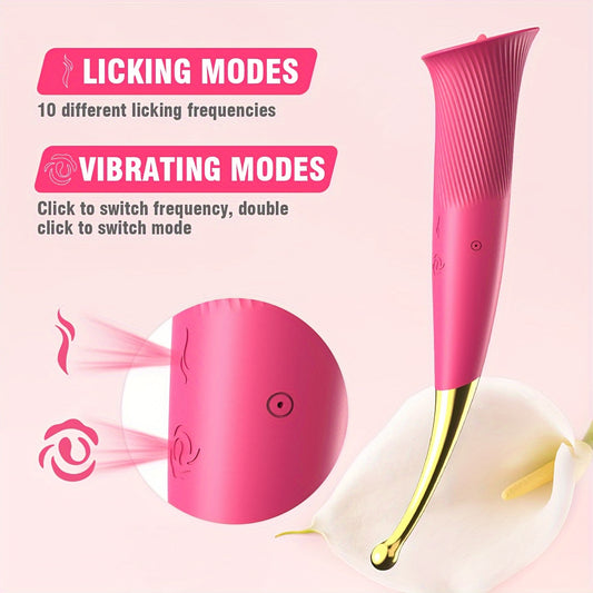 18cm/7.1inch Hongjianda 1pc With Licking Vibrator, With 10 Vibrating Modes, 2 In 1 G Spot & Tongue Licking Vibrating For G Spot Clit, Adult Sex Toys For Women Couples, Lesbian, LGBTQS