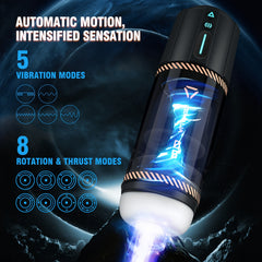 Hongjianda Male Pleasure Device - 5-Vibrations Mode& 8 Thrust Modes - Hands-Free, Realistic 3D Tunnel - Rechargeable TPE Sex Toy, For Men Sex Toys.