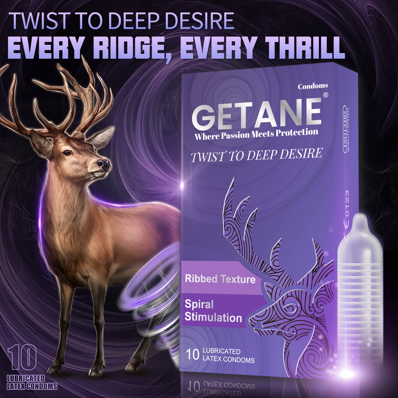GETANE Super Smooth Ribbed Lubricated Condoms | Enhanced Pleasure, 10 Packs EjaGuard GETANE Super Smooth Ribbed Lubricated Condoms | Enhanced Pleasure, 10 Packs EjaGuard