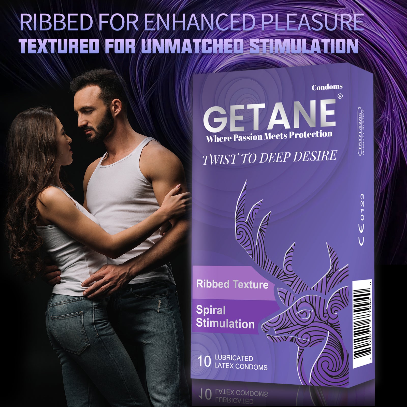 GETANE Super Smooth Ribbed Lubricated Condoms | Enhanced Pleasure, 10 Packs EjaGuard GETANE Super Smooth Ribbed Lubricated Condoms | Enhanced Pleasure, 10 Packs EjaGuard