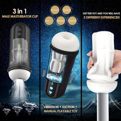 Hongjianda Automatic Male Masturbator, Realistic Vagina  Masturbator, With Vibration & Suction Powerhouse, For Intense Pleasure for Men Penis Intense Pleasure, For Man Sex Toys.