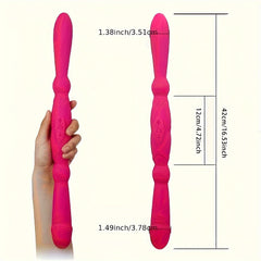 42cm/16.53inch S 1pc Realistic Double-Ended Vibrating G-spot Dildo Vibrator, Wireless Silicone Massager For Women, Lesbian, LGBTQ, Rechargeable Fake Penis Adult Sex Toys With 8 Vibrations, 1.49in/4.73in