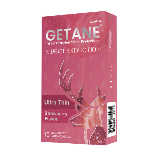 GETANE® Super Smooth Strawberry-Flavored Lubricated Condoms – Enhanced Protection & Pleasure