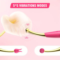 18cm/7.1inch Hongjianda 1pc With Licking Vibrator, With 10 Vibrating Modes, 2 In 1 G Spot & Tongue Licking Vibrating For G Spot Clit, Adult Sex Toys For Women Couples, Lesbian, LGBTQS