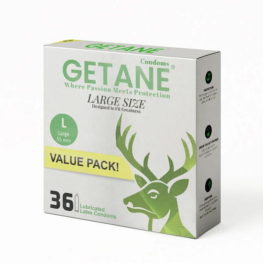 GETANE® Large 55mm Wide Fit Condoms – 36 Pack