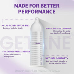 GETANE® Extra Ribbed Condoms – Intense Stimulation 36 Pack